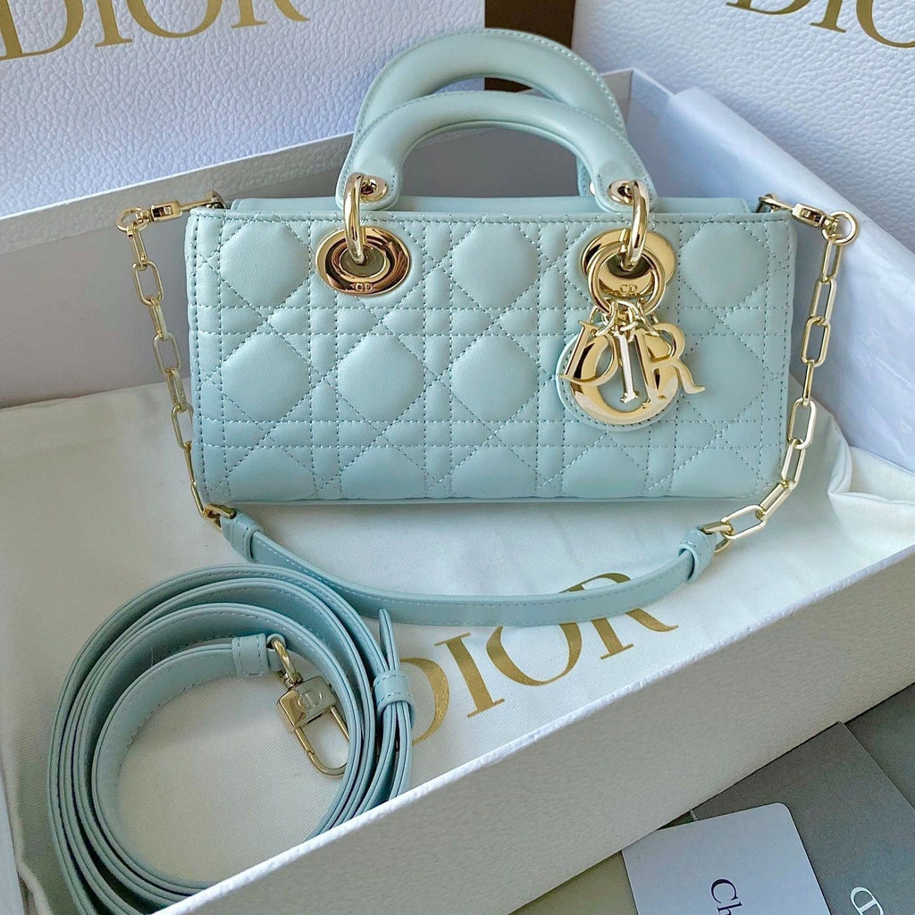 DIOR D-JOY BAG 22 IN LIGHT BLUE LAMBSKIN