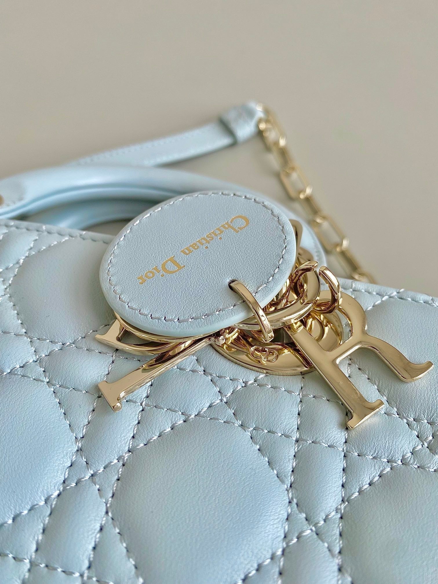 DIOR D-JOY BAG 22 IN LIGHT BLUE LAMBSKIN