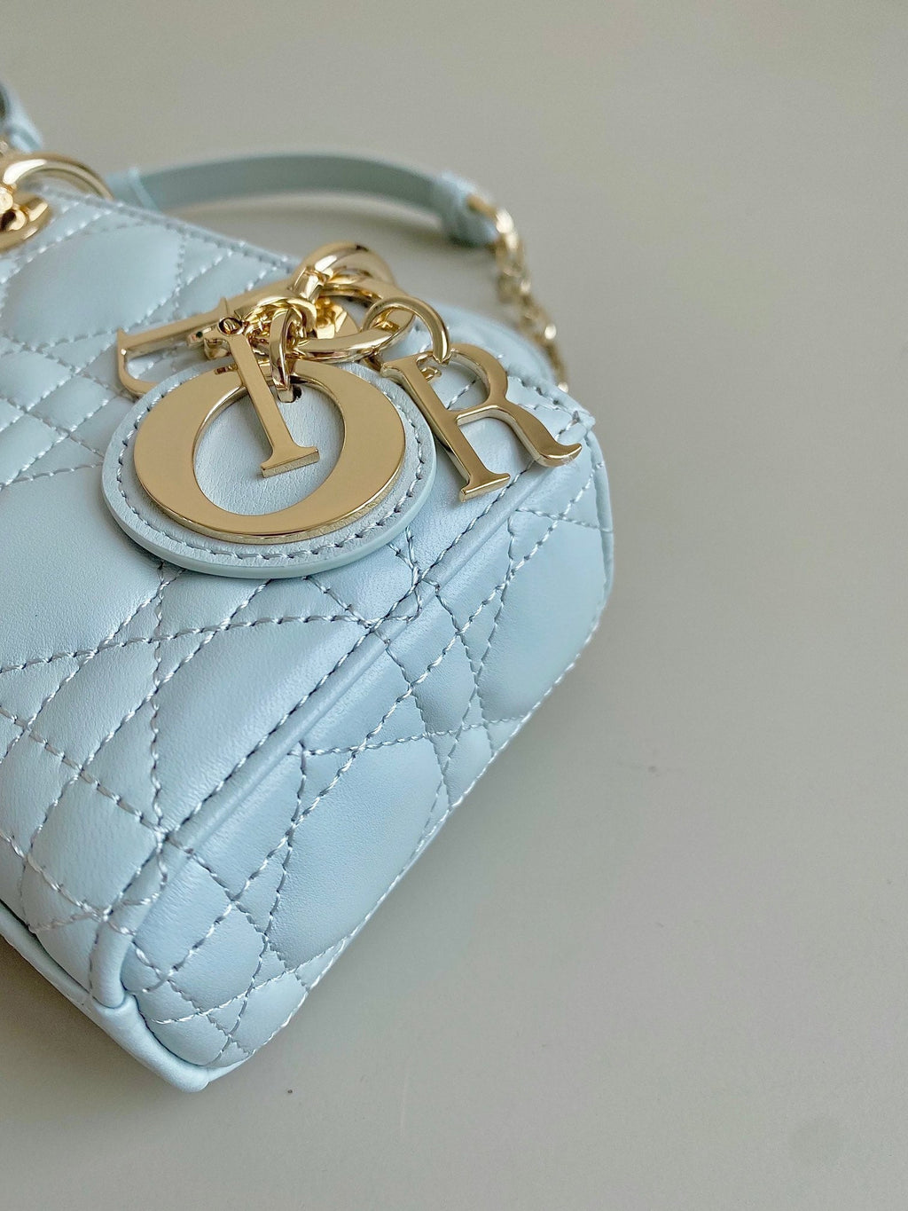 DIOR MINI D-JOY BAG 17 IN LIGHT BLUE LAMBSKIN