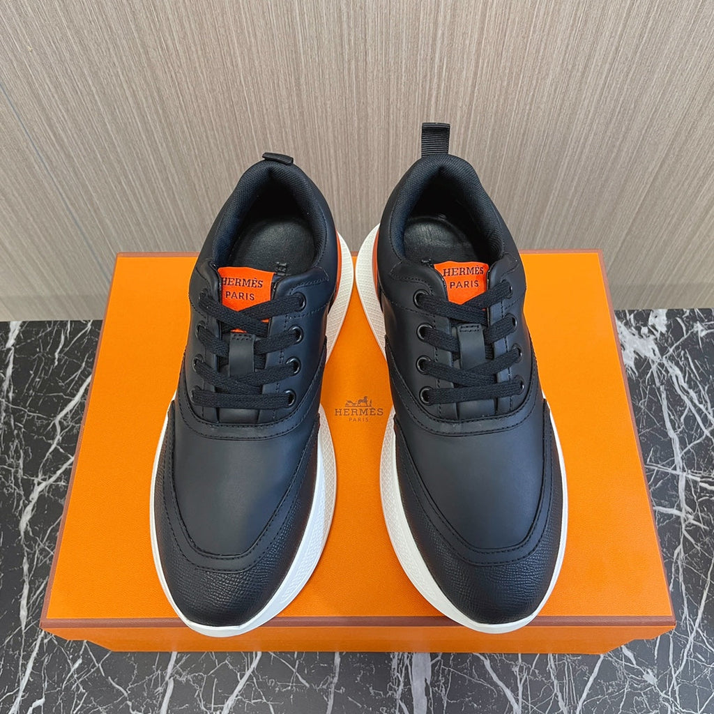 HERMES GIGA SNEAKER GLOSSY BLACK CALFSKIN