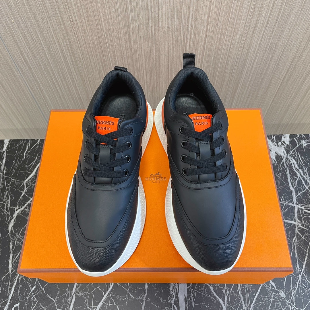 HERMES GIGA SNEAKER GLOSSY BLACK CALFSKIN