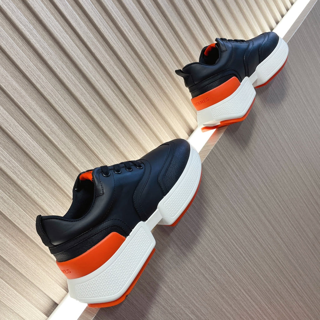 HERMES GIGA SNEAKER GLOSSY BLACK CALFSKIN