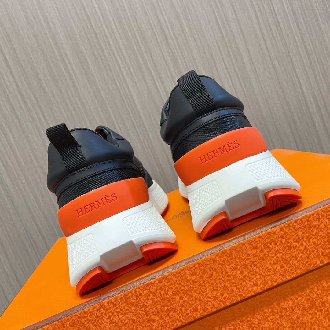 HERMES GIGA SNEAKER GLOSSY BLACK CALFSKIN
