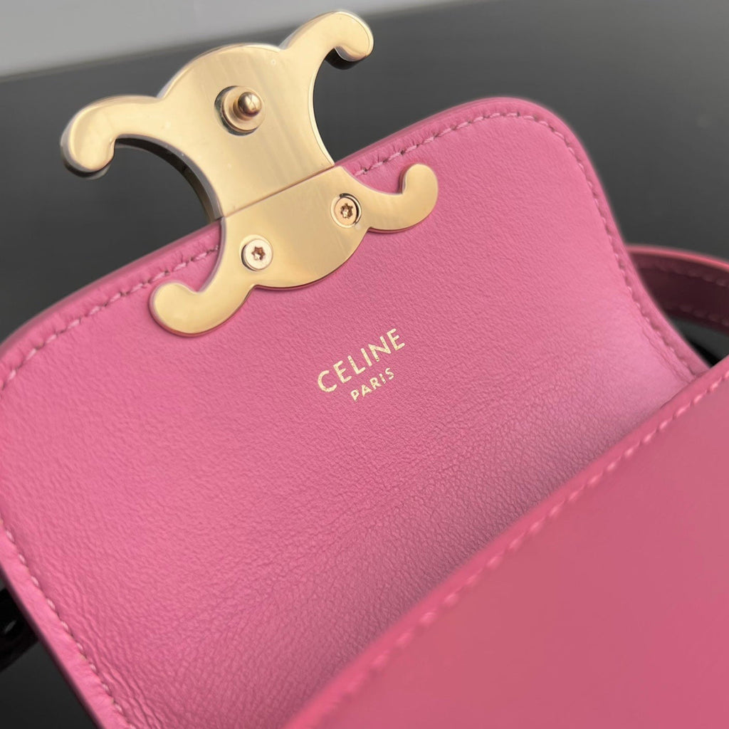 CELINE Triomphe 11 Hot Pink Calfskin Handbag