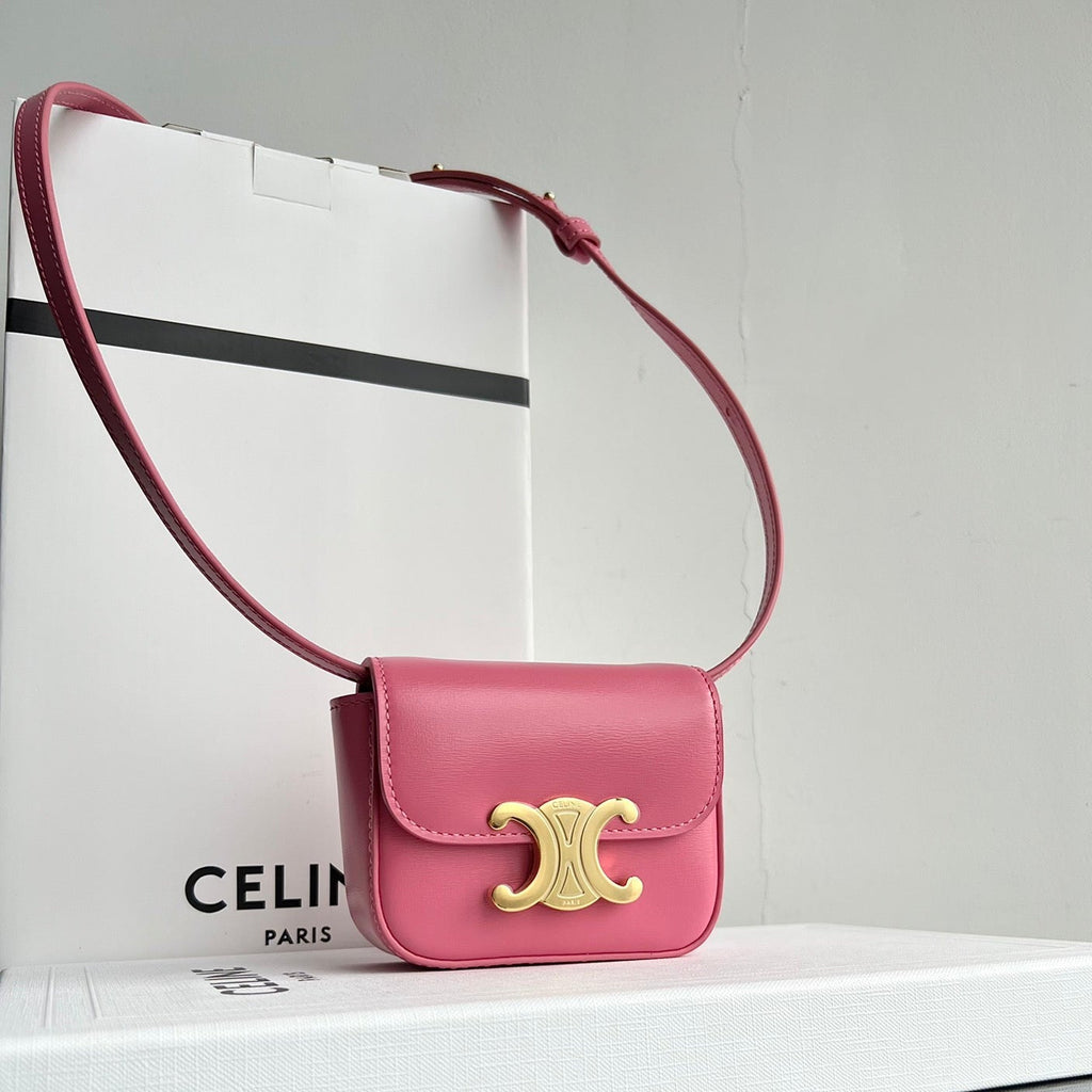 CELINE Triomphe 11 Hot Pink Calfskin Handbag