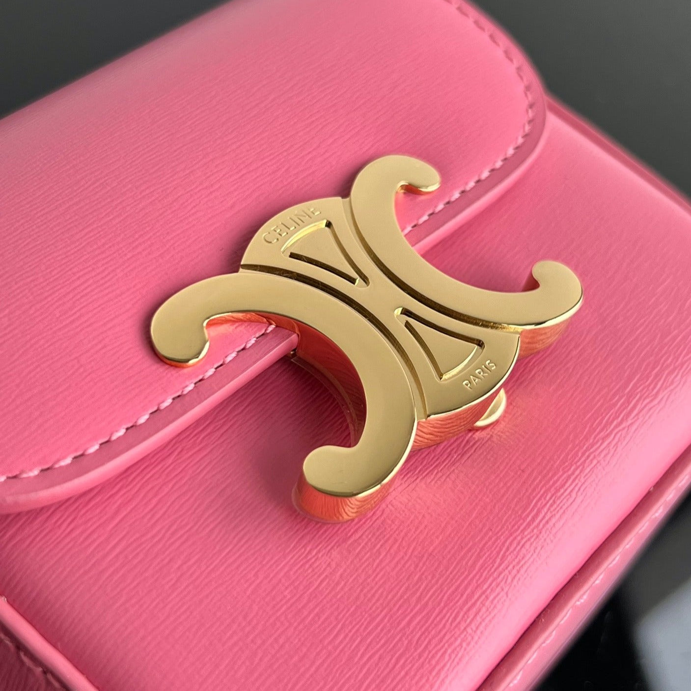 CELINE Triomphe 11 Hot Pink Calfskin Handbag