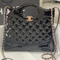 CHANEL MINI 23 SHOPPING BAG IN GLOSSY BLACK CALFSKIN