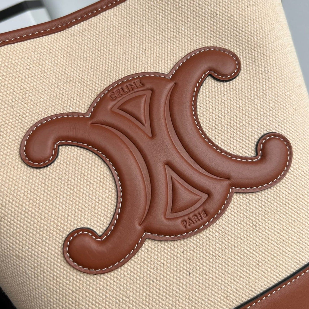 CELINE BUCKET CUIR TRIOMPHE 24 BEIGE BROWN CALFSKIN