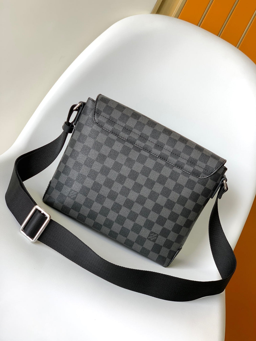 LOUIS VUITTON LV 25S SMALL DISTRICT CROSSBODY BAG 25 IN BLACK DAMIER GRAPHITE CANVAS AND CALFSKIN