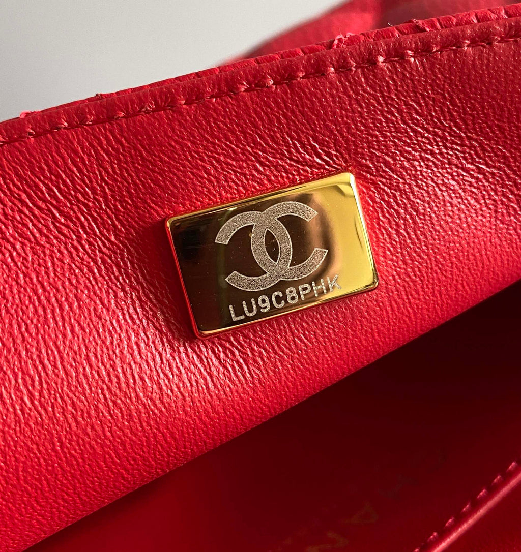 CHANEL MINI RECTANGLE FLAP BAG 20CM RED CAVIAR GOLD HARDWARE