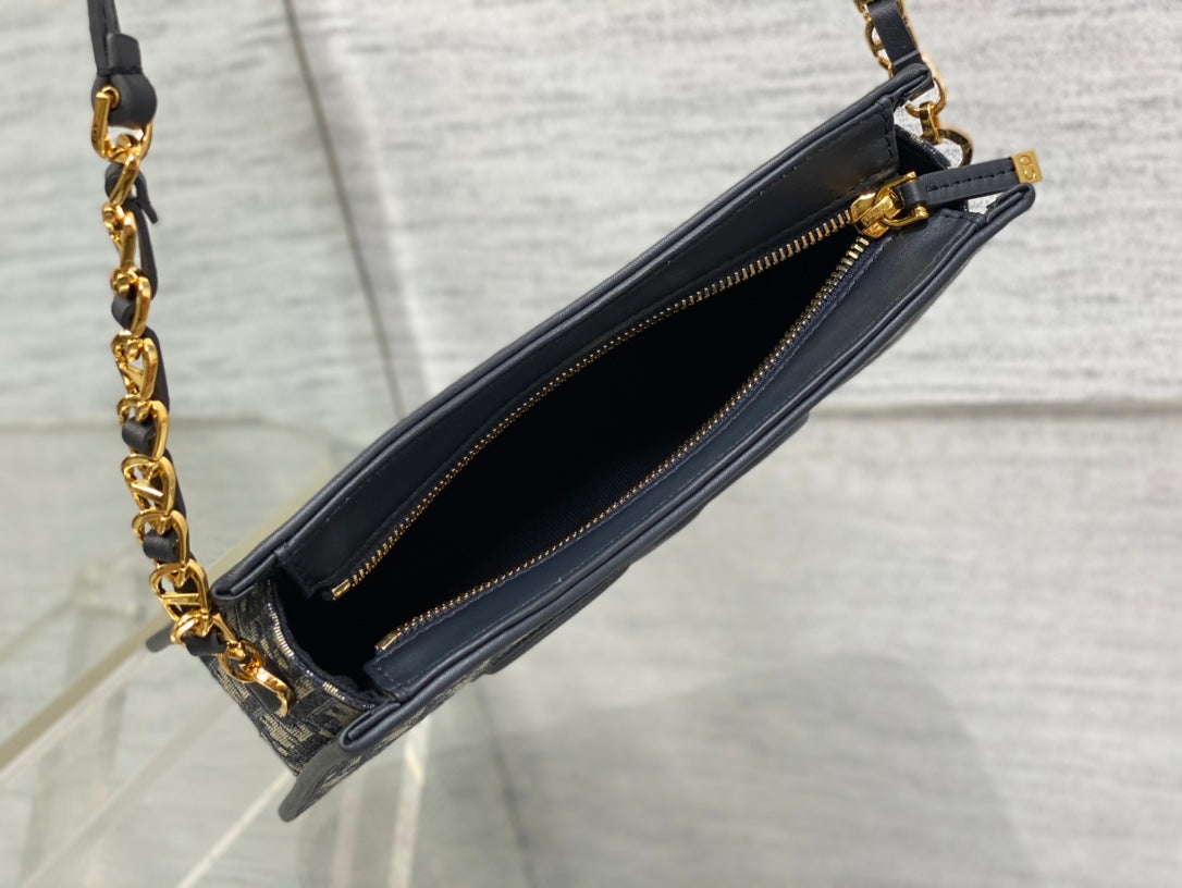 DIOR HOBO SIGNATURE 23  BAG IN BLACK BEIGE PATTERN LAMBSKIN