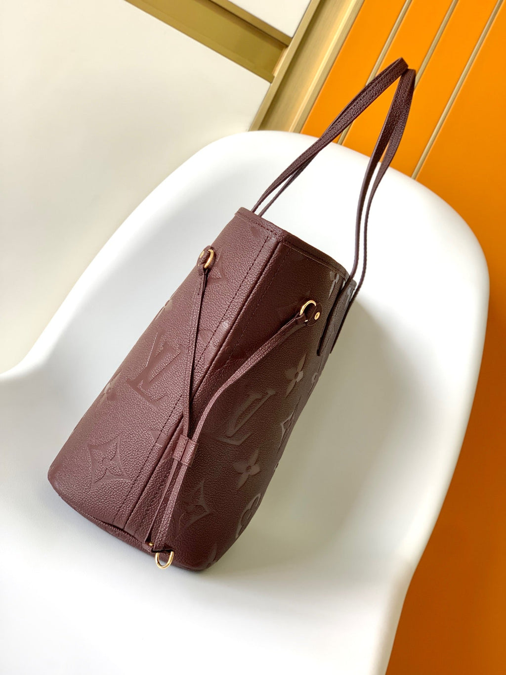 LOUIS VUITTON NEVERFULL MM 32 WINE MONOGRAM EMPREINTE LEATHER