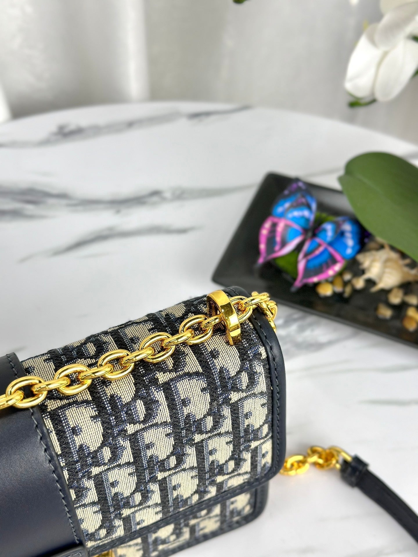 DIOR MONTAIGNE 25 BAG IN  BLUE OBLIQUE JACQUARD