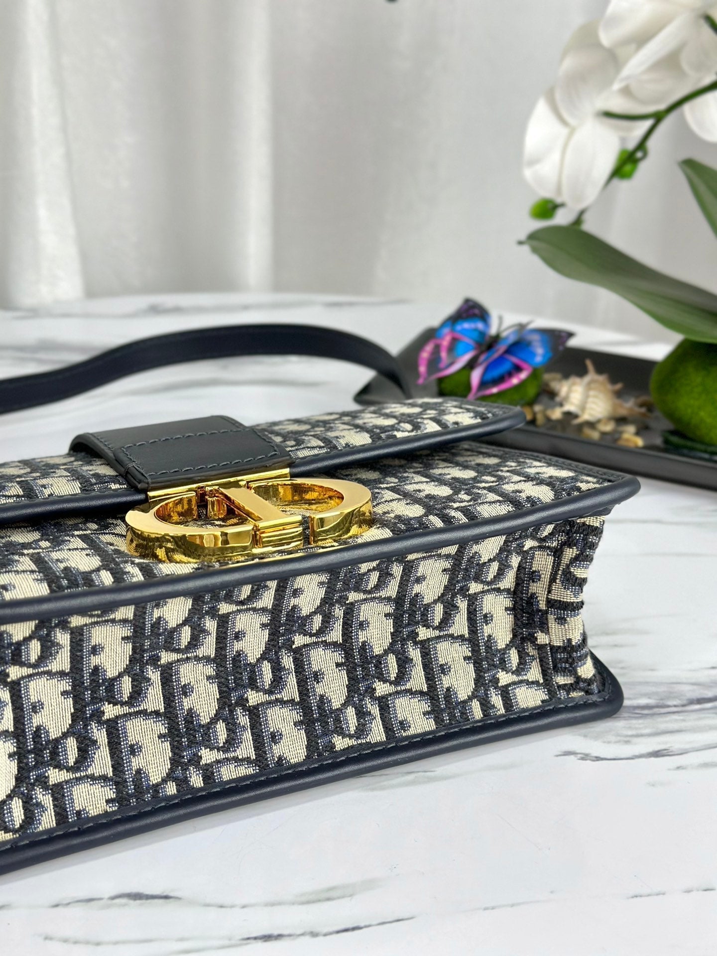 DIOR MONTAIGNE 25 BAG IN  BLUE OBLIQUE JACQUARD