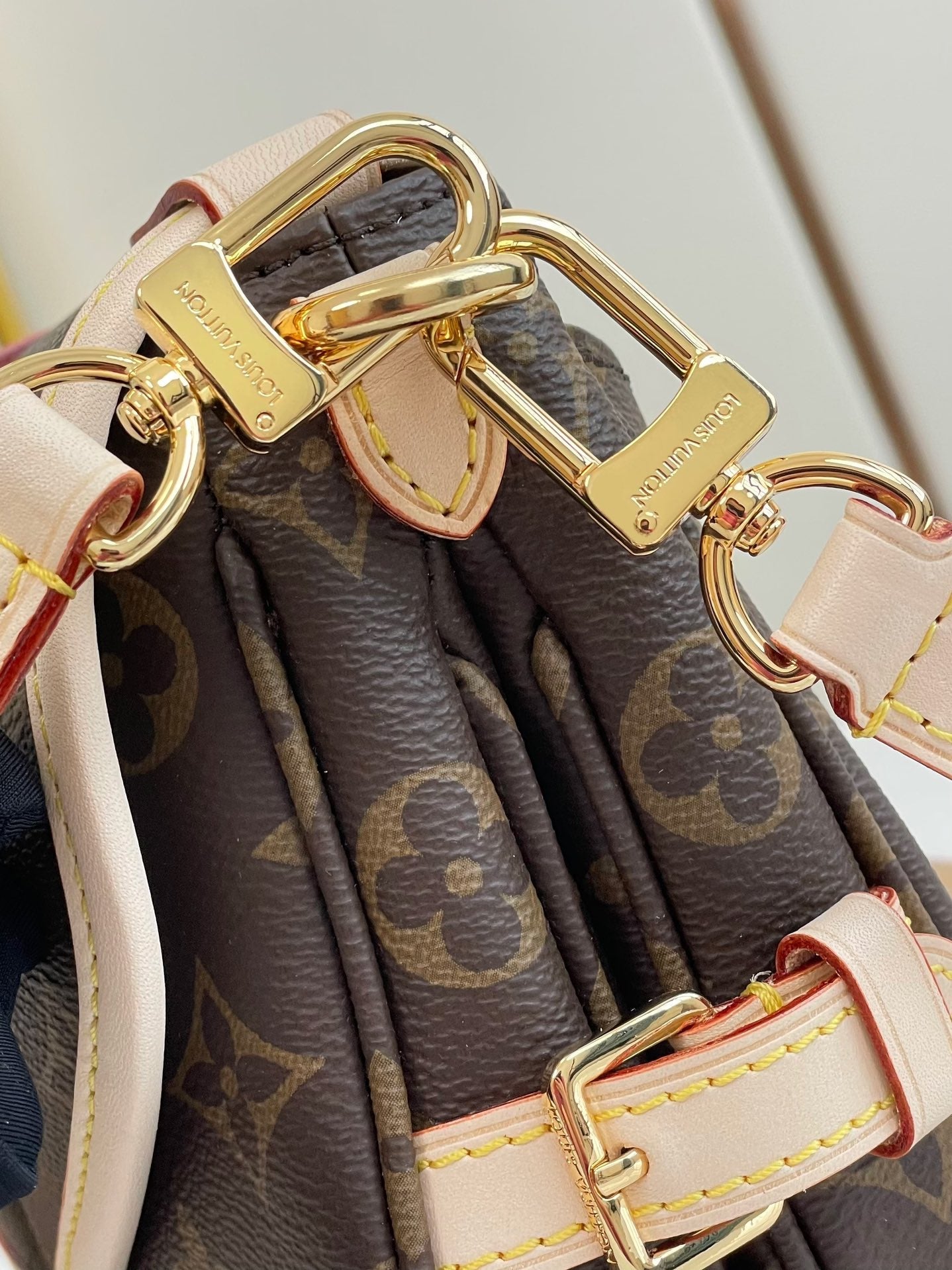 LOUIS VUITTON SAUMUR BB 20 BROWN MONOGRAM CANVAS AND LEATHER TRIM GOLD HARDWARE