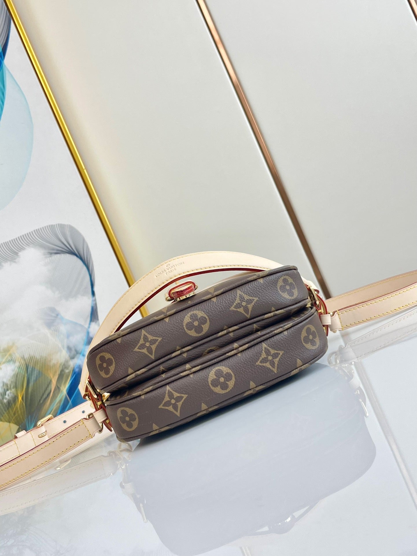 LOUIS VUITTON SAUMUR BB 20 BROWN MONOGRAM CANVAS AND LEATHER TRIM GOLD HARDWARE