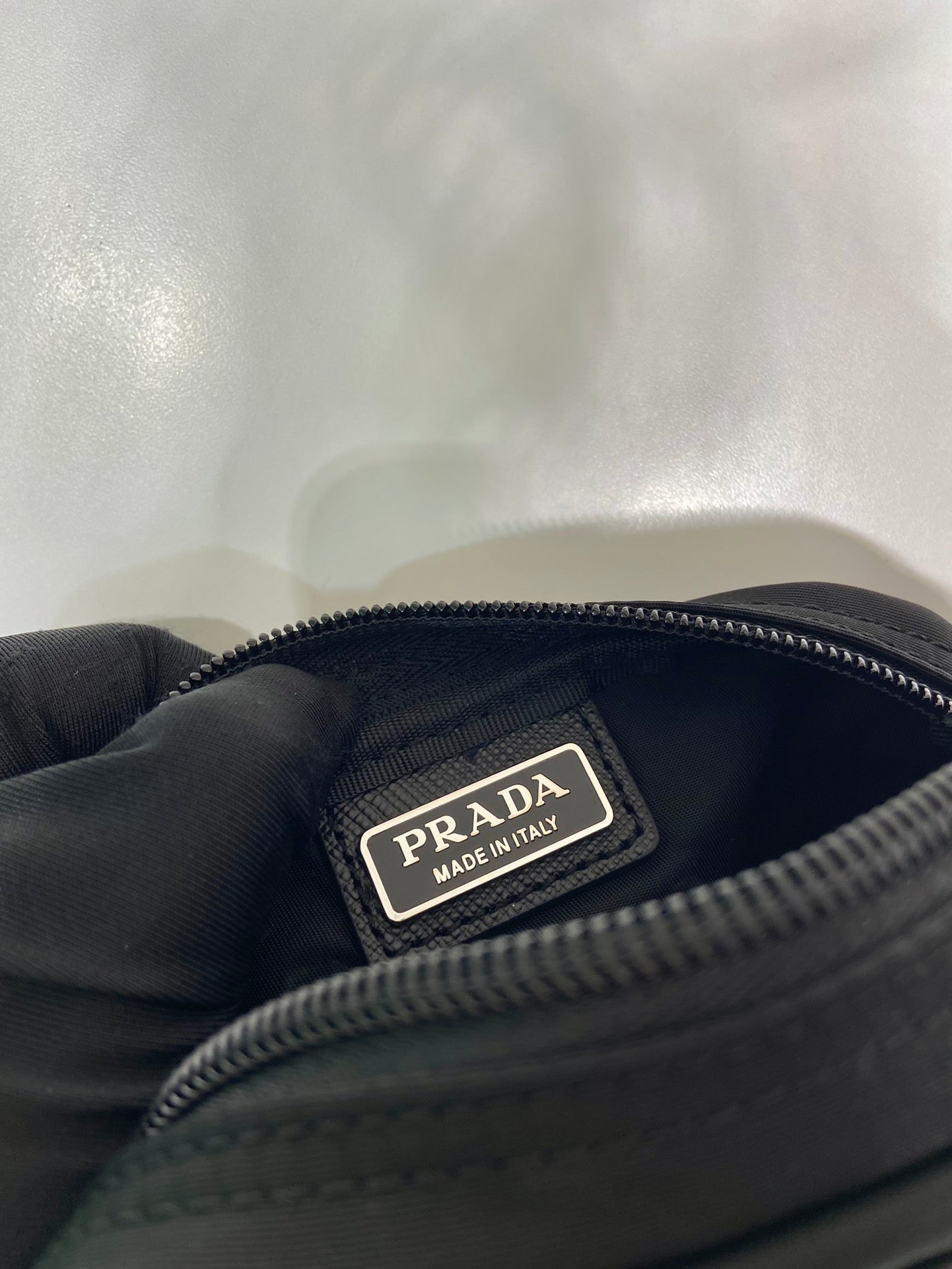 PRADA CLUTCH 12 IN BLACK RE-NYLON