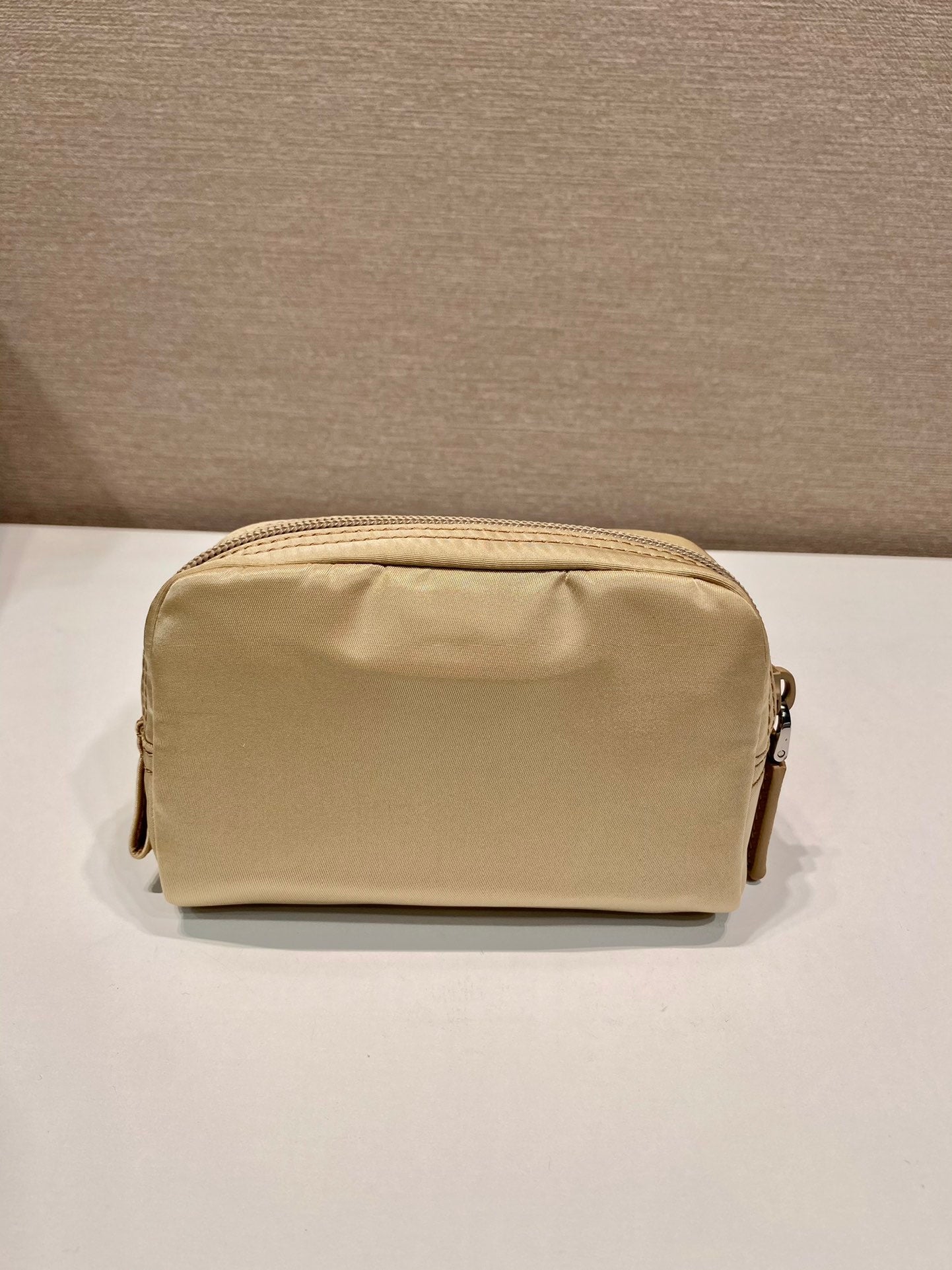 PRADA CLUTCH 12 IN TAN BROWN RE-NYLON
