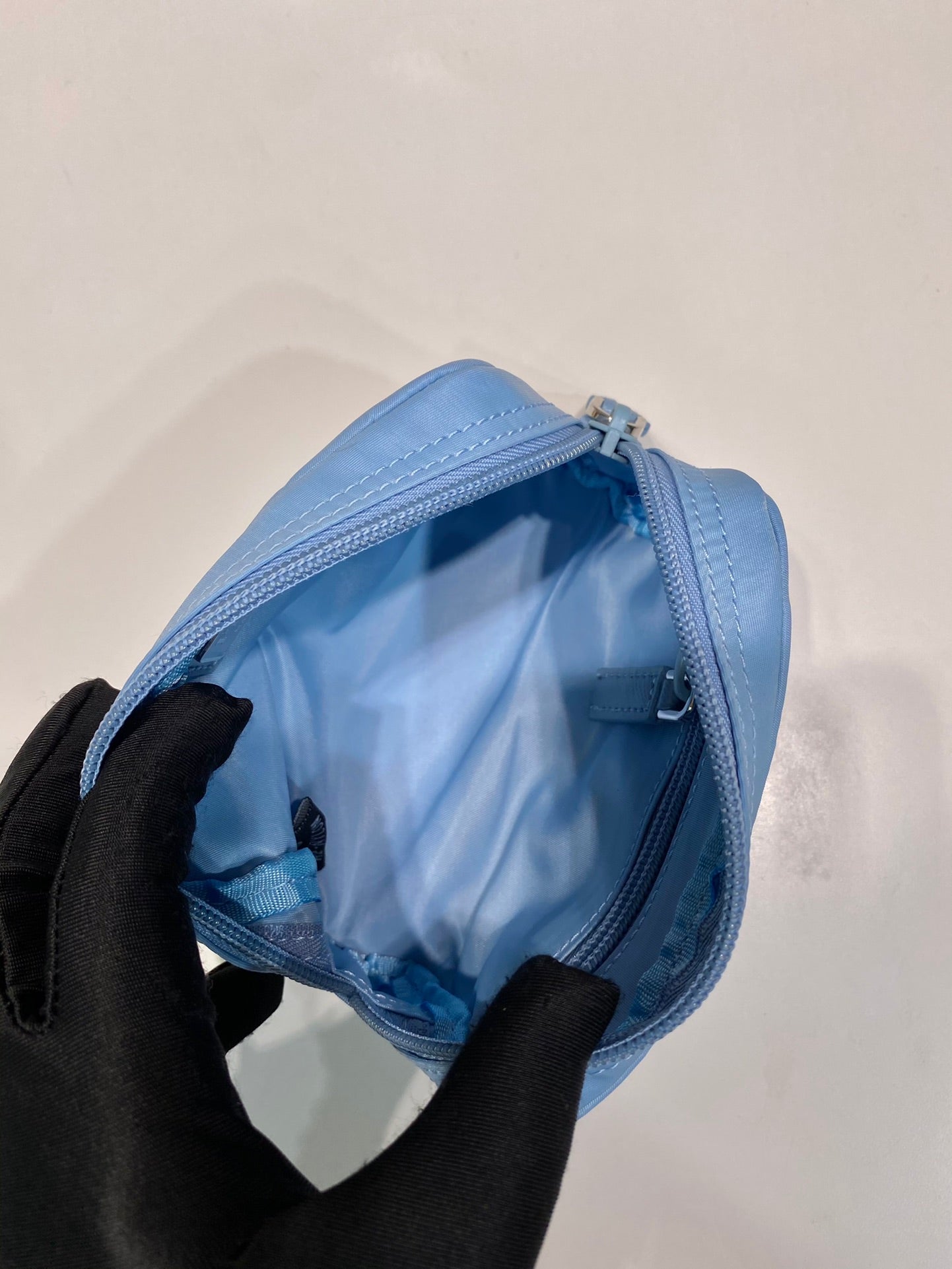 PRADA CLUTCH 12 IN CERULEAN BLUE RE-NYLON