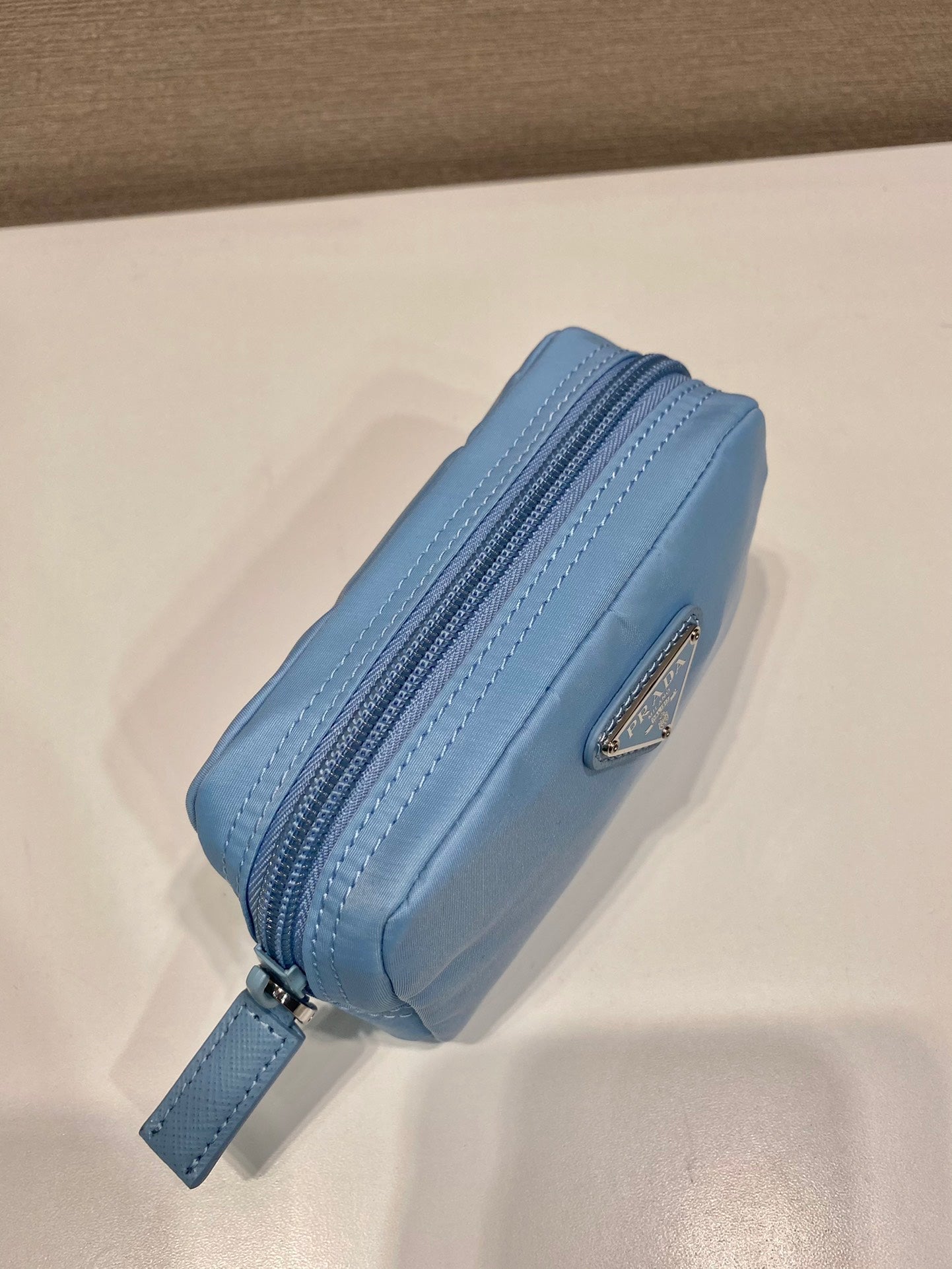 PRADA CLUTCH 12 IN CERULEAN BLUE RE-NYLON