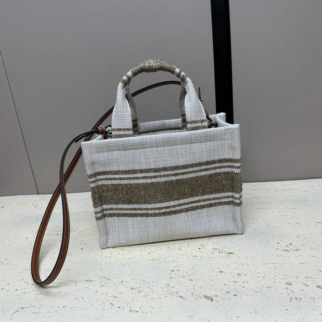 CELINE CABAS THAIS 26 CALFSKIN JACQUARD TOBACCO / TAN