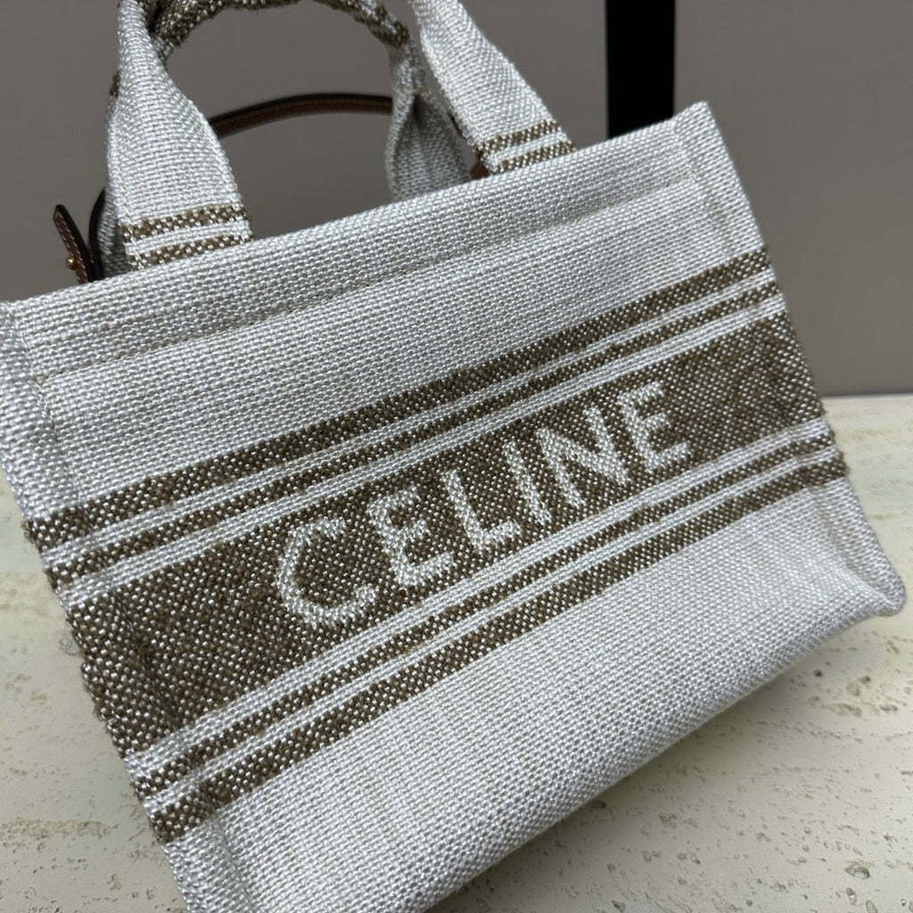 CELINE CABAS THAIS 26 CALFSKIN JACQUARD TOBACCO / TAN
