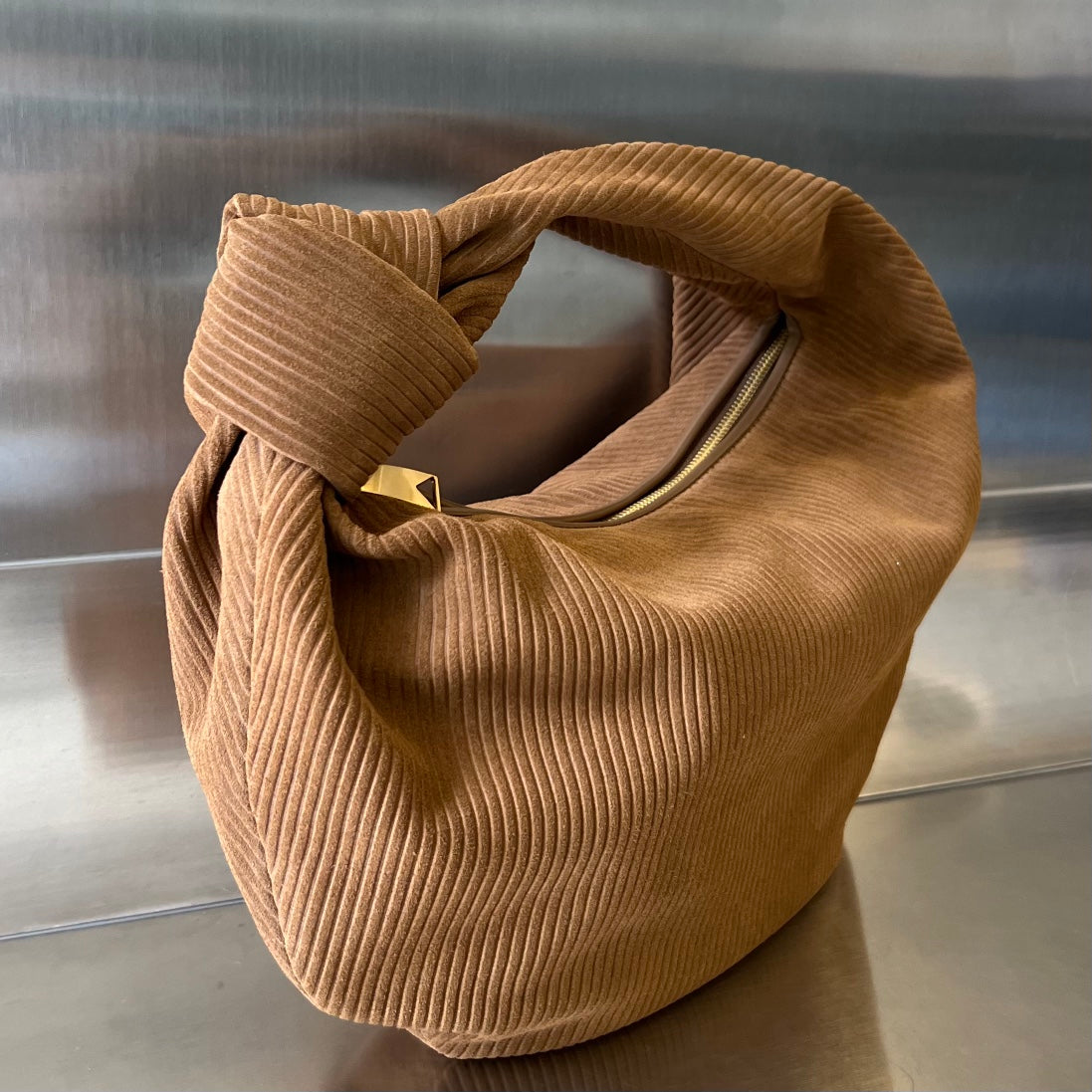 BOTTEGA VENETA MINI JODIE 36 CM IN RUSSET BROWN CORDUROY