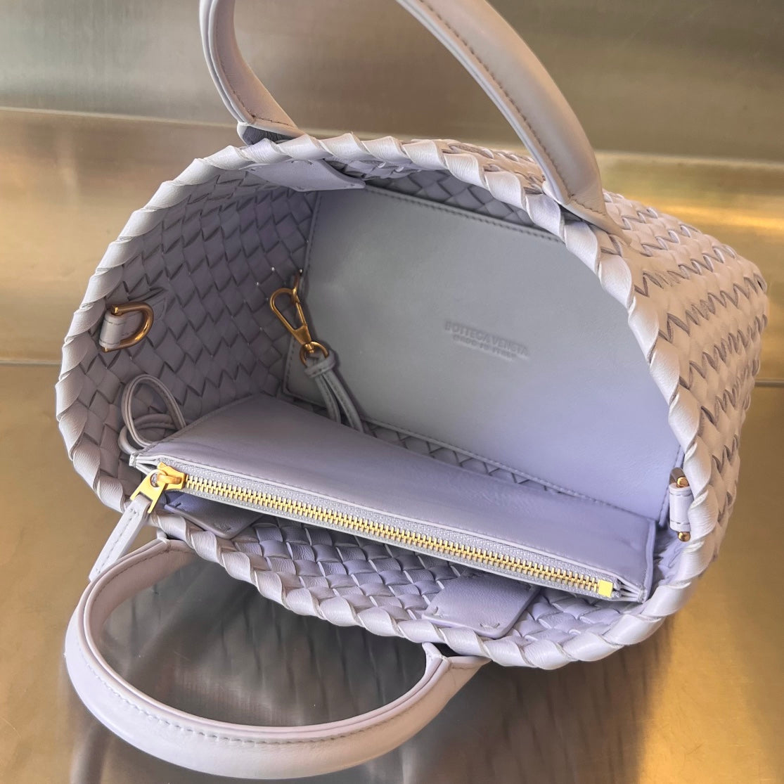 BOTTEGA VENETA MINI CABAT 20 IN LILAC PURPLE LAMBSKIN