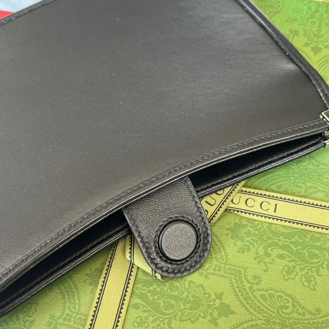 GUCCI SLIM HORSEBIT SMALL SHOULDER BAG 23 IN BLACK CALFSKIN PALLADIUM HARDWARE