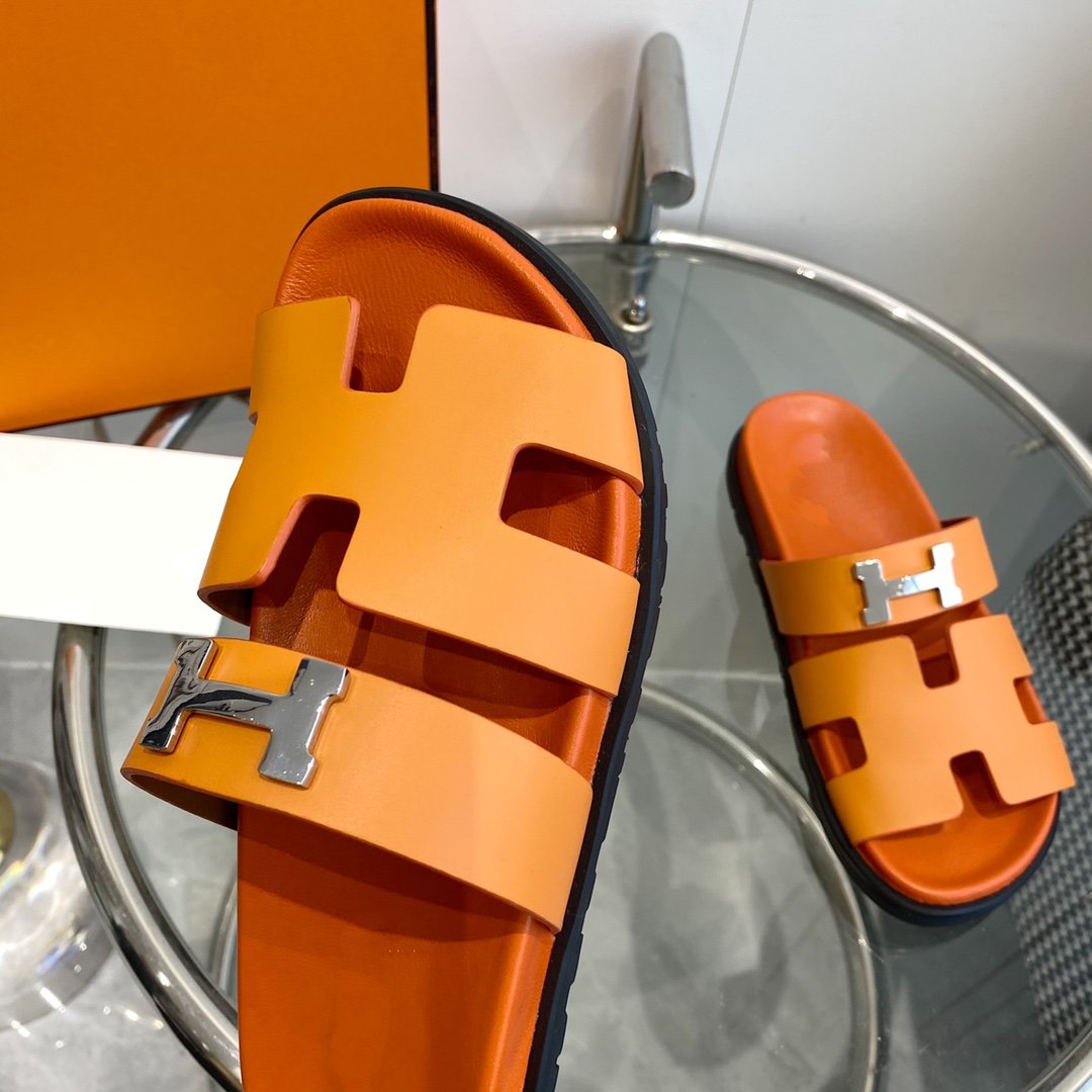 HERMES Chypre Sandal Orange Leather