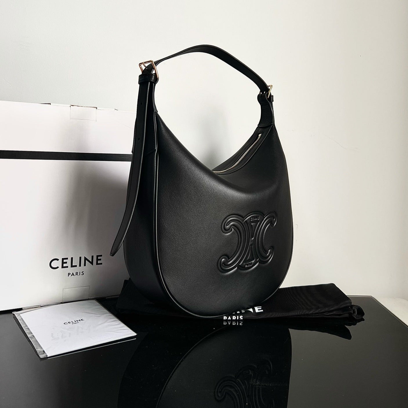 CELINE TRIOMPHE 31 CALFSKIN BLACK