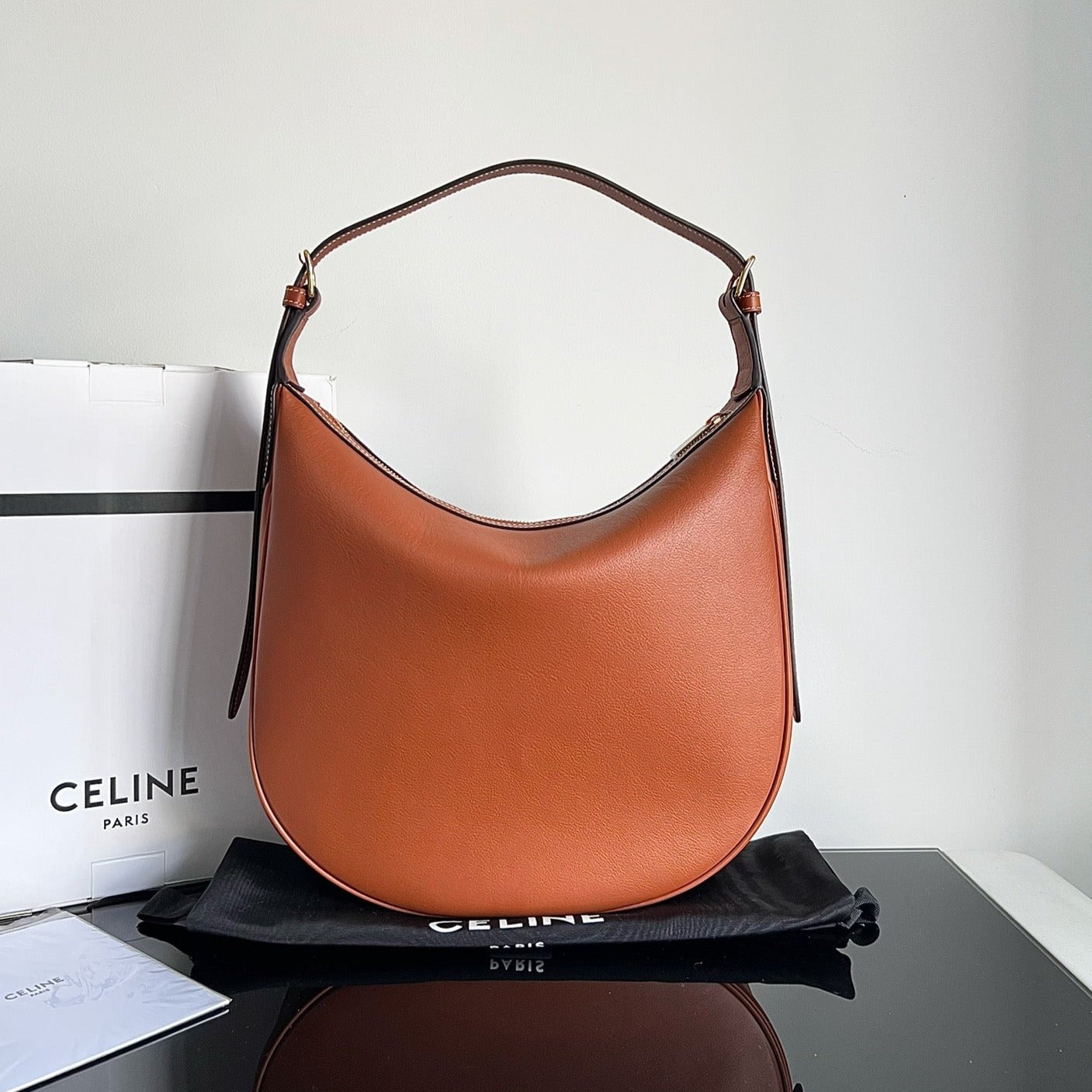 CELINE TRIOMPHE 31 TAN BROWN CALFSKIN