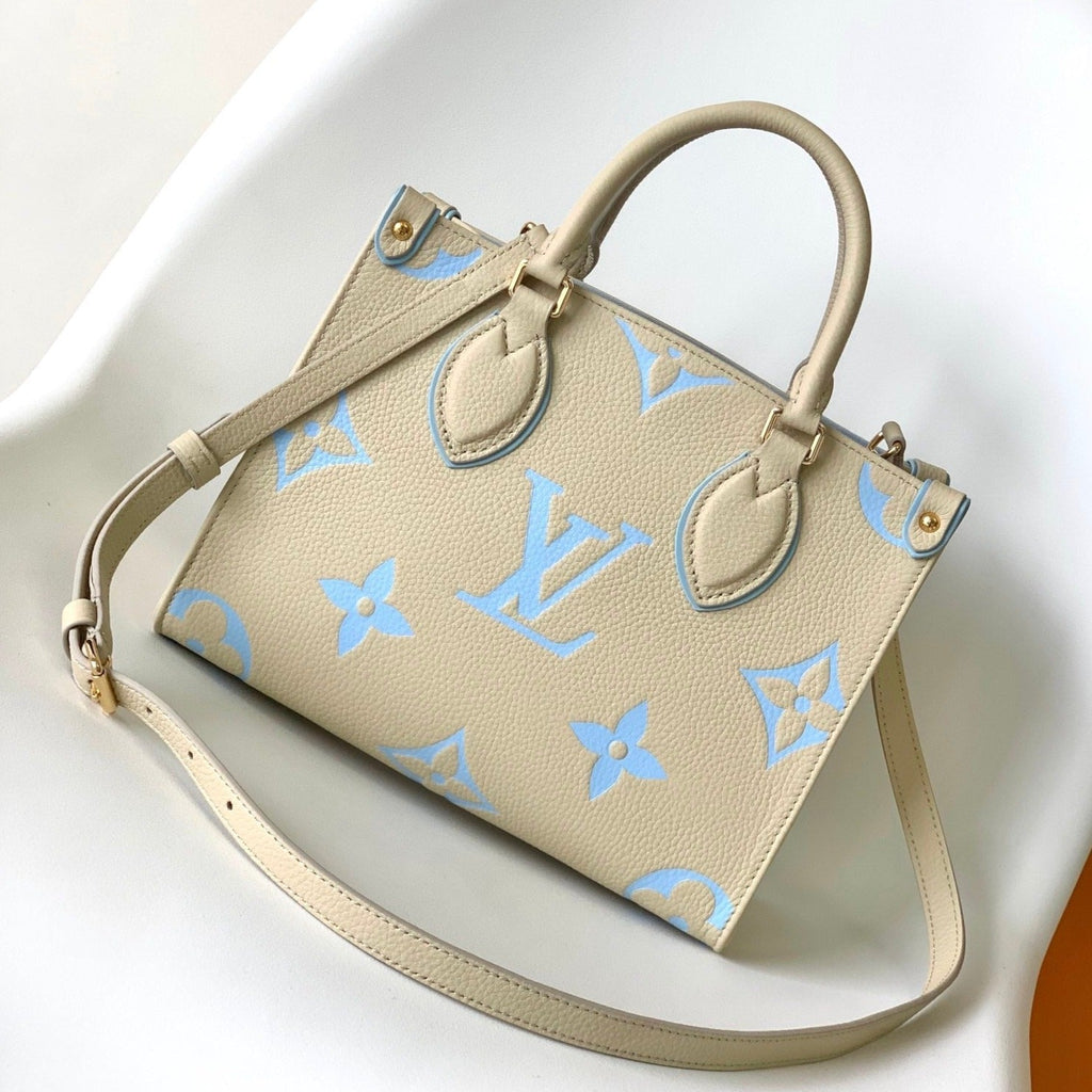 LOUIS VUITTON ONTHEGO PM 25CM CREAM BLUE