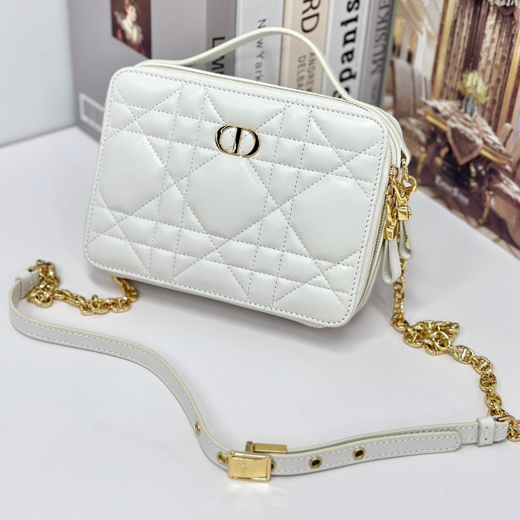 DIOR CARO BOX 19 IN WHITE CALFSKIN