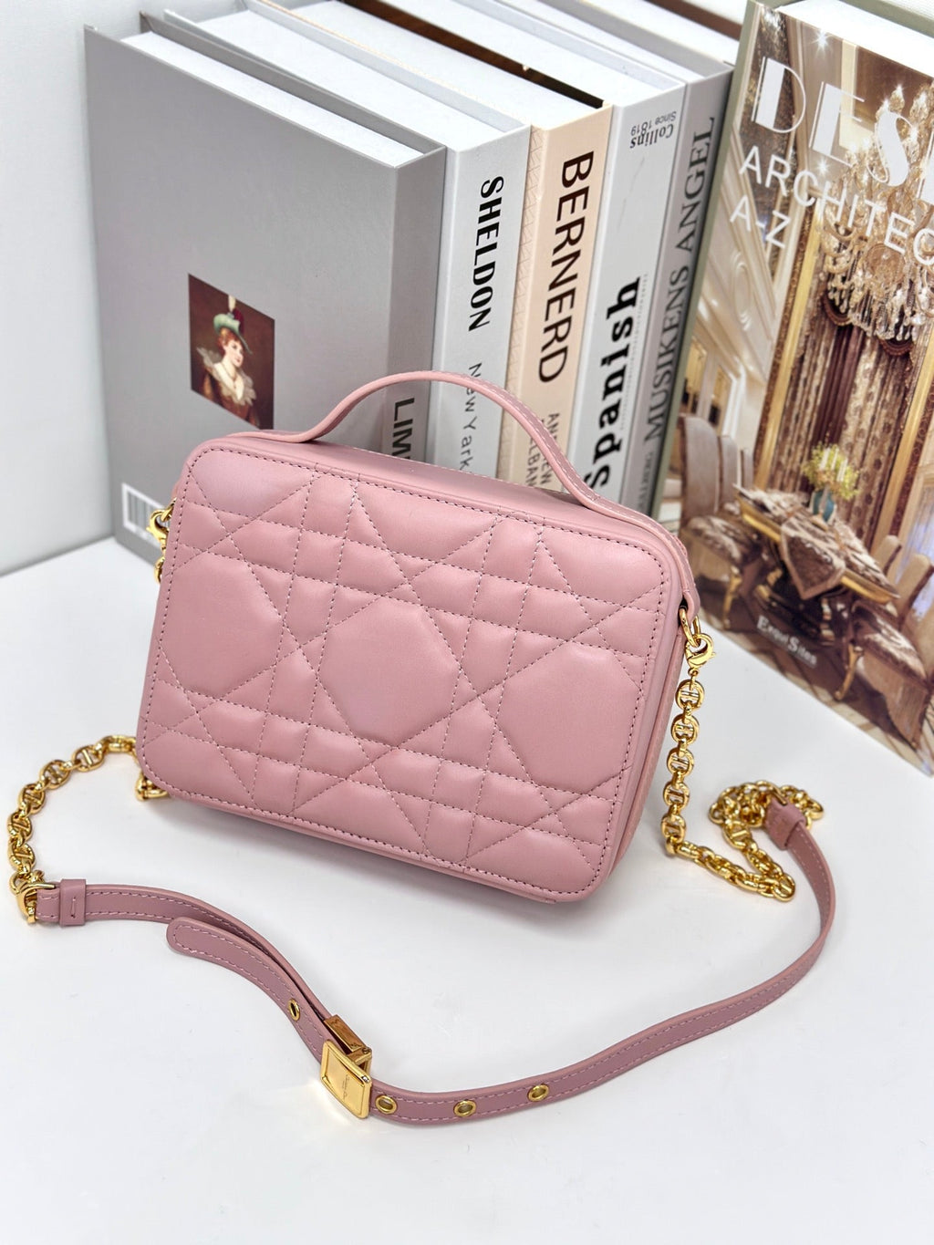 DIOR CARO BOX 19 IN LIGHT PINK CALFSKIN