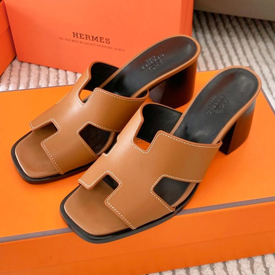 HERMES HELIA 60 SANDAL IN BRONZE BROWN CALFSKIN
