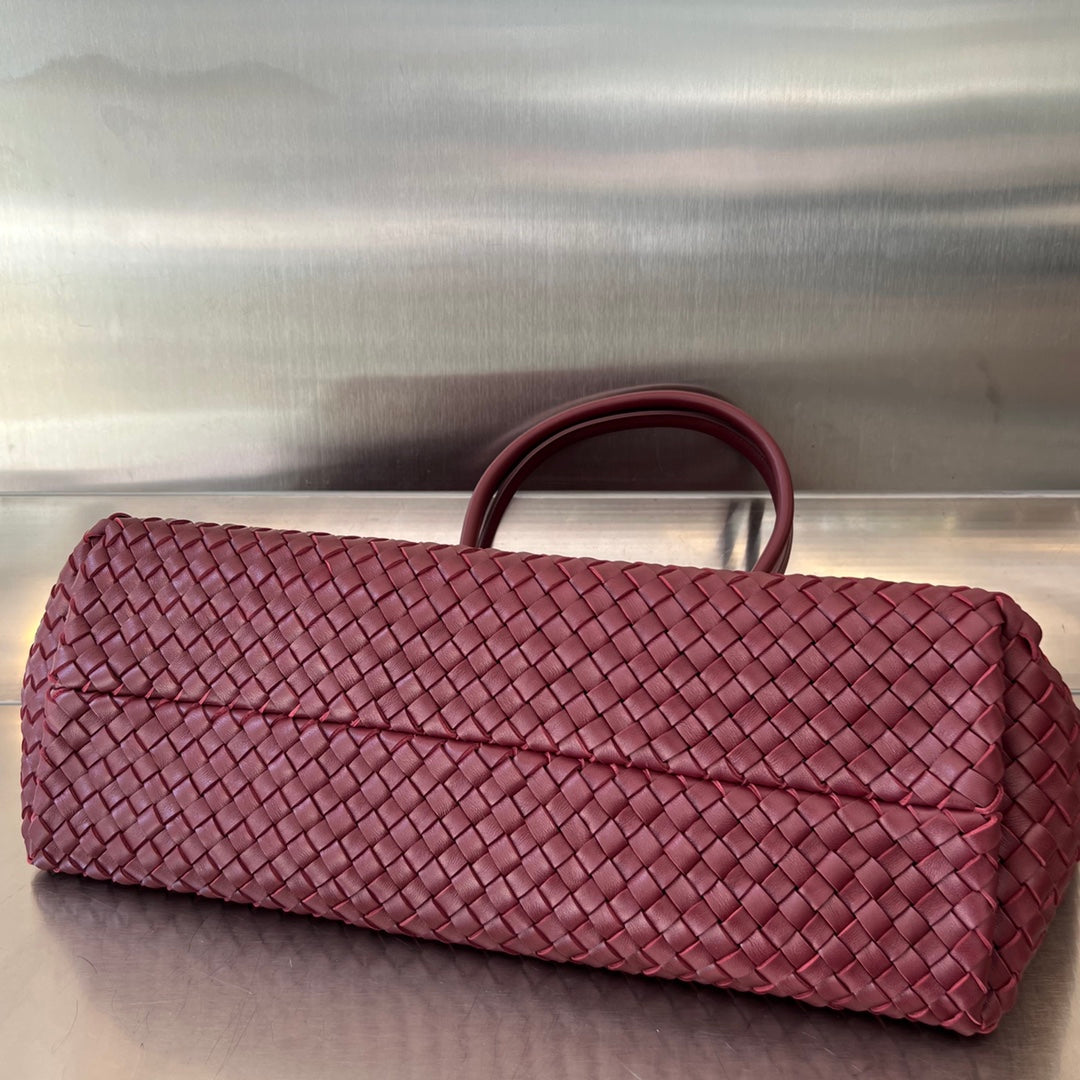 BOTTEGA VENETA LARGE CABAT 51 IN BURGUNDY RED LAMBSKIN