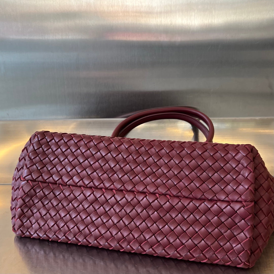 BOTTEGA VENETA SMALL CABAT 32 IN BURGUNDY RED LAMBSKIN