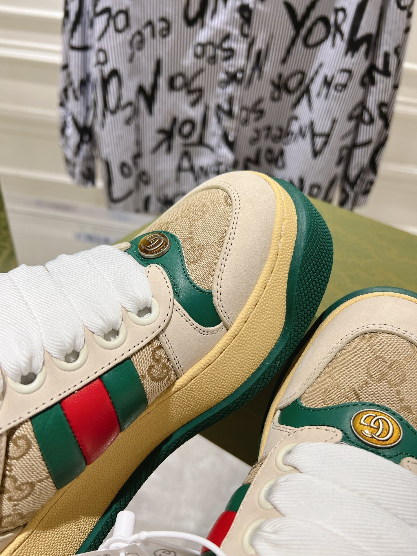 GUCCI SCREENER 50 SNEAKER LIGHT BROWN CALFSKIN