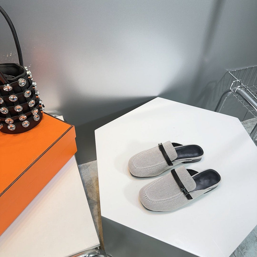 HERMES Lena Mule Gray Denim