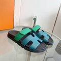 HERMES Chypre Sandal Tiffa with blue straps Leather