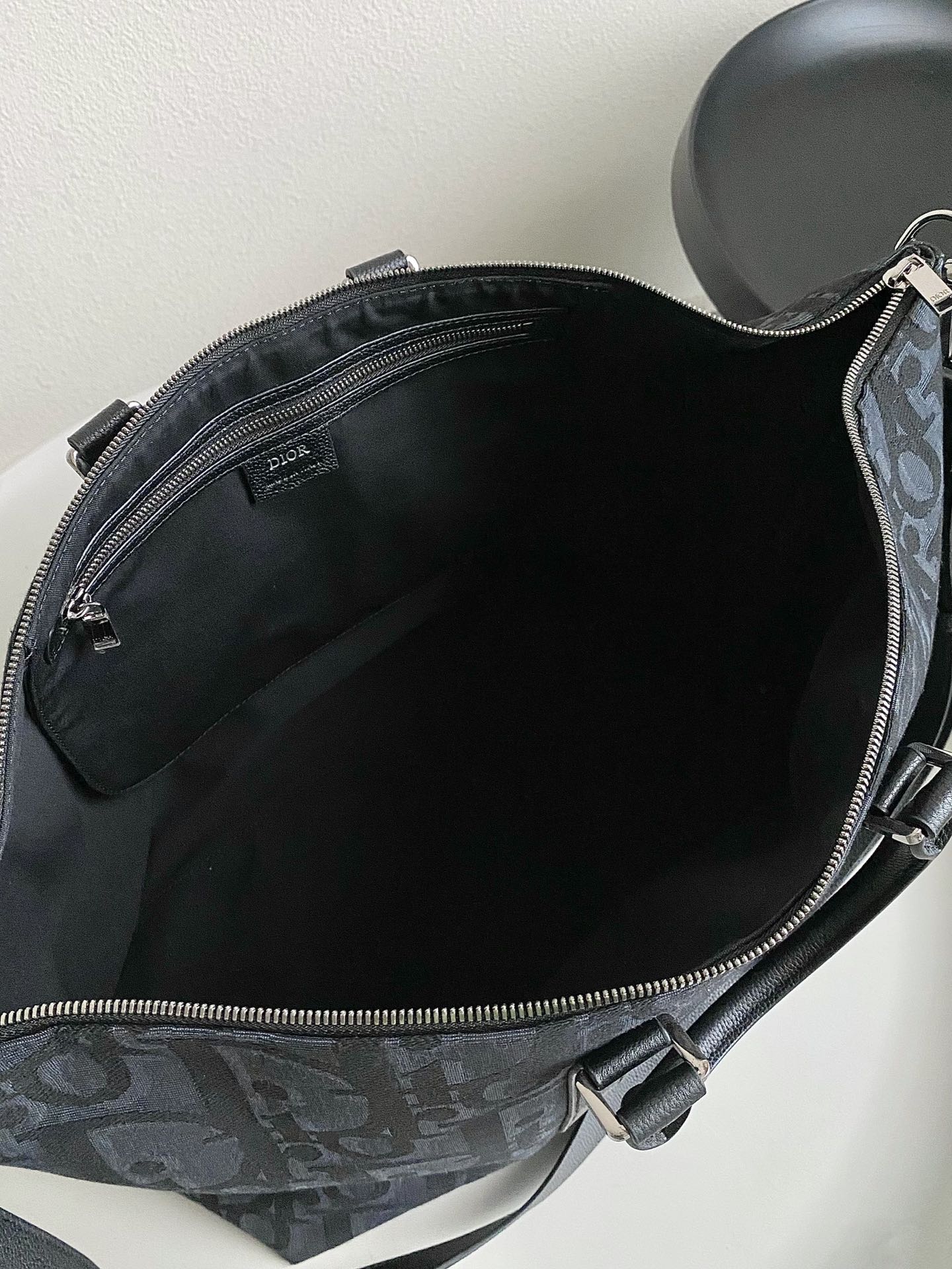 DIOR WEEKENDER 40 IN BLACK MAXI OBLIQUE JACQUARD