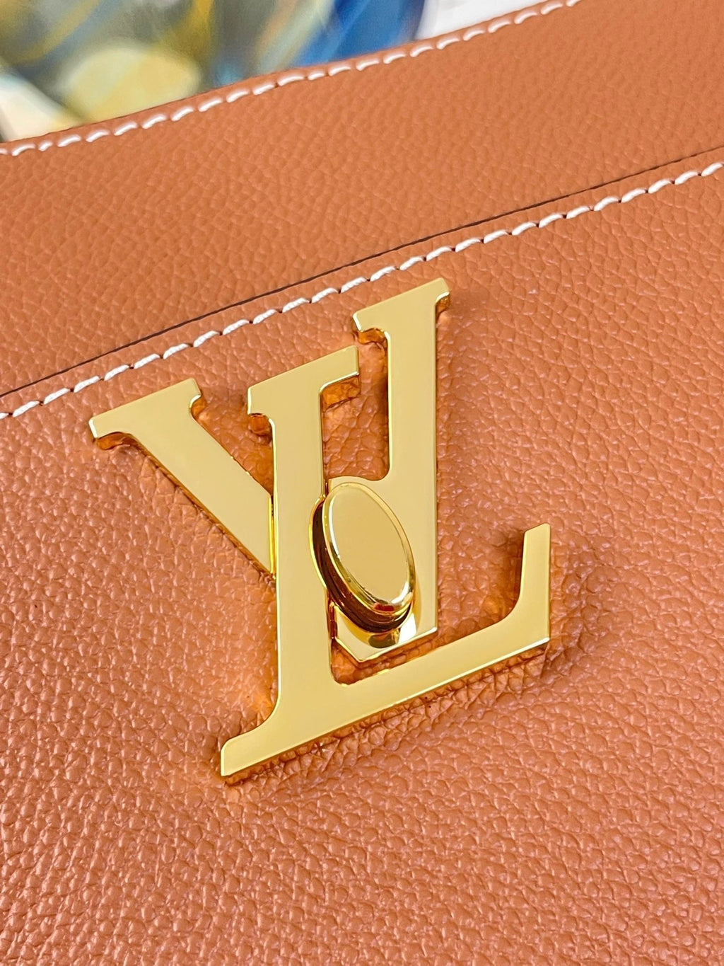 LOUIS VUITTON LOCK AND WALK 20 IN COGNAC GRAINED CALFSKIN GOLD HARDWARE