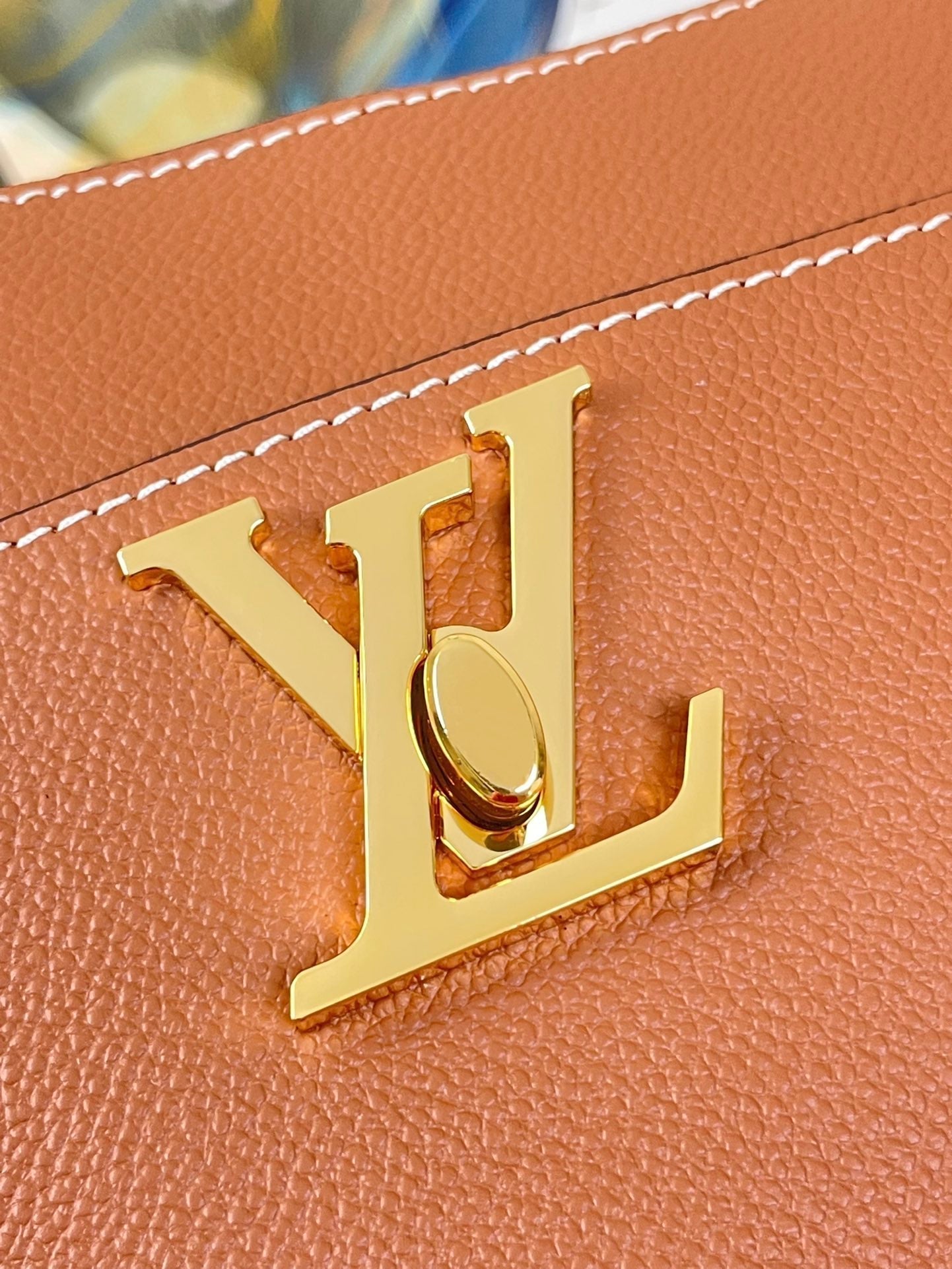 LOUIS VUITTON LOCK AND WALK 20 IN COGNAC GRAINED CALFSKIN GOLD HARDWARE
