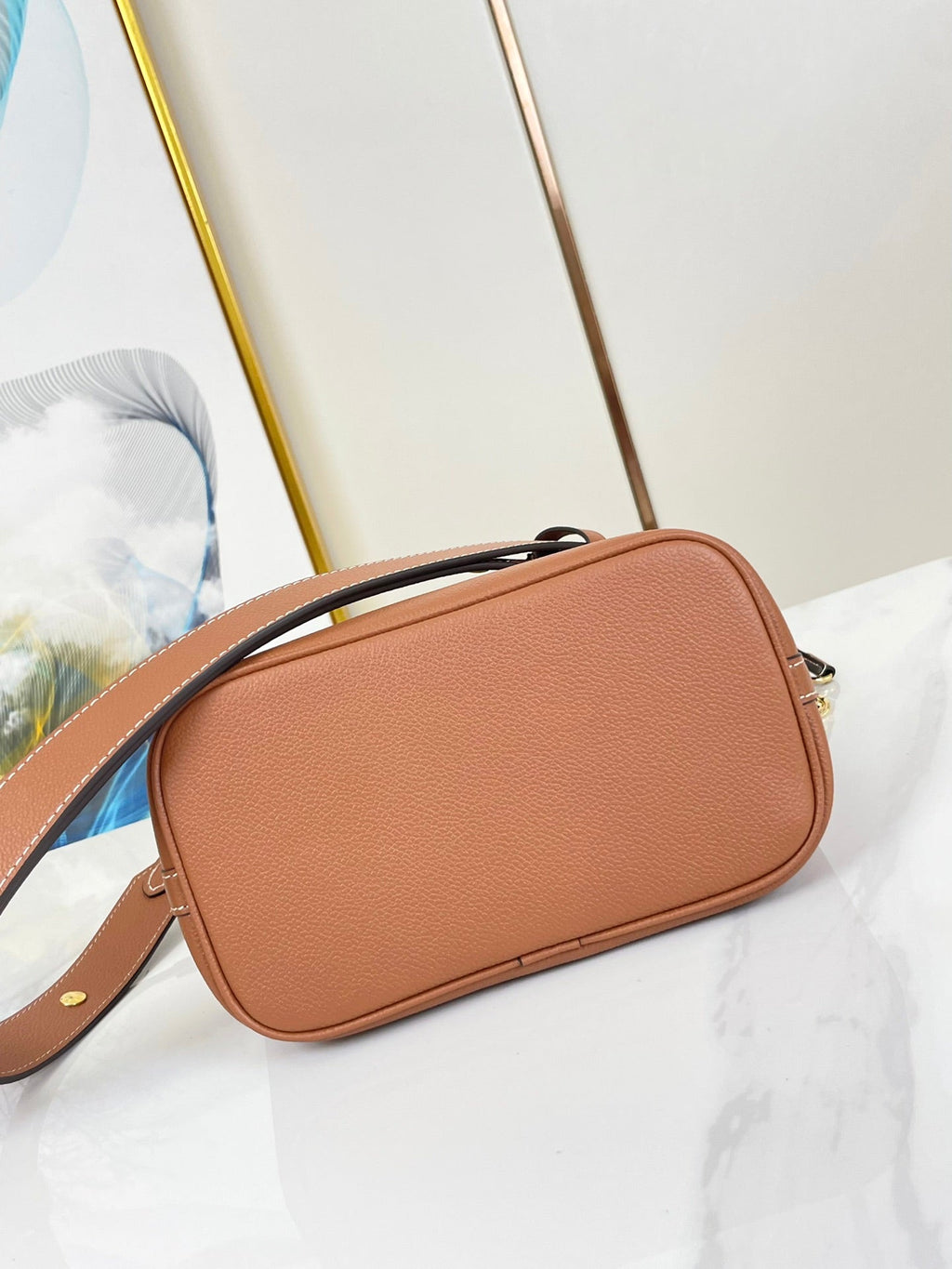 LOUIS VUITTON LOCK AND WALK 20 IN COGNAC GRAINED CALFSKIN GOLD HARDWARE