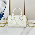 LOUIS VUITTON NANO SPEEDY 16 IN WHITE LATTE MONOGRAM EMPREINTE LEATHER GOLD HARDWARE