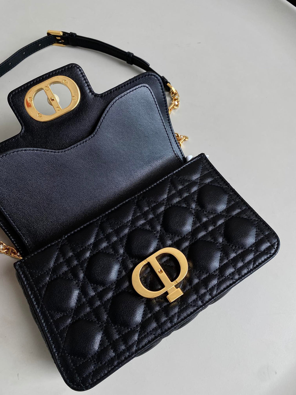 DIOR MINI JOLIE 22 BAG BLACK CALFSKIN