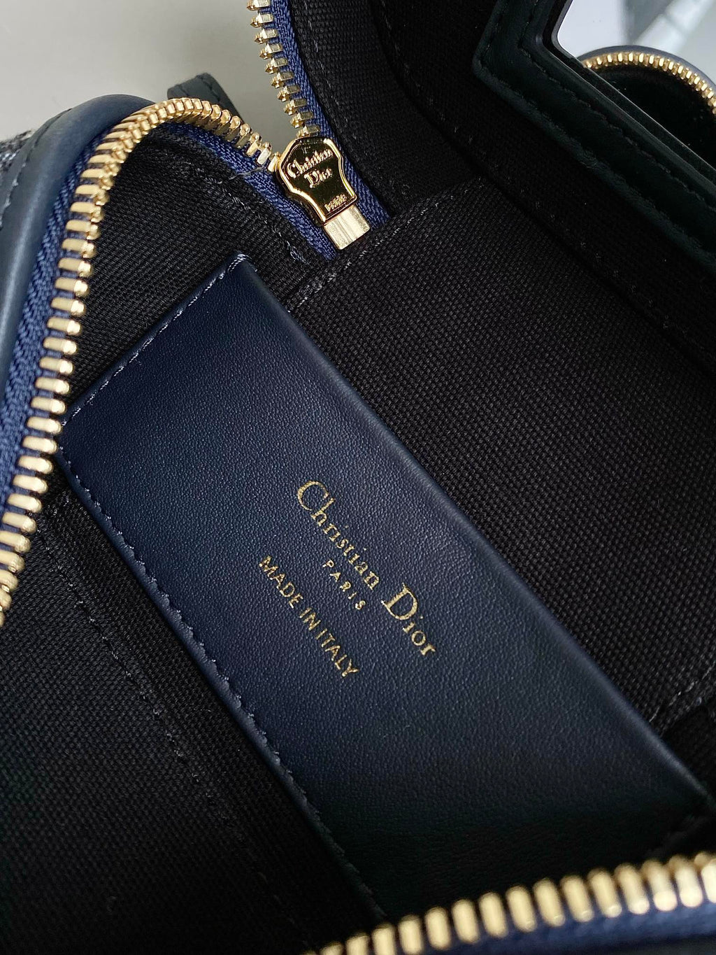 DIOR MONTAIGNE MINI VANITY CASE 16 BLUE OBLIQUE JACQUARD