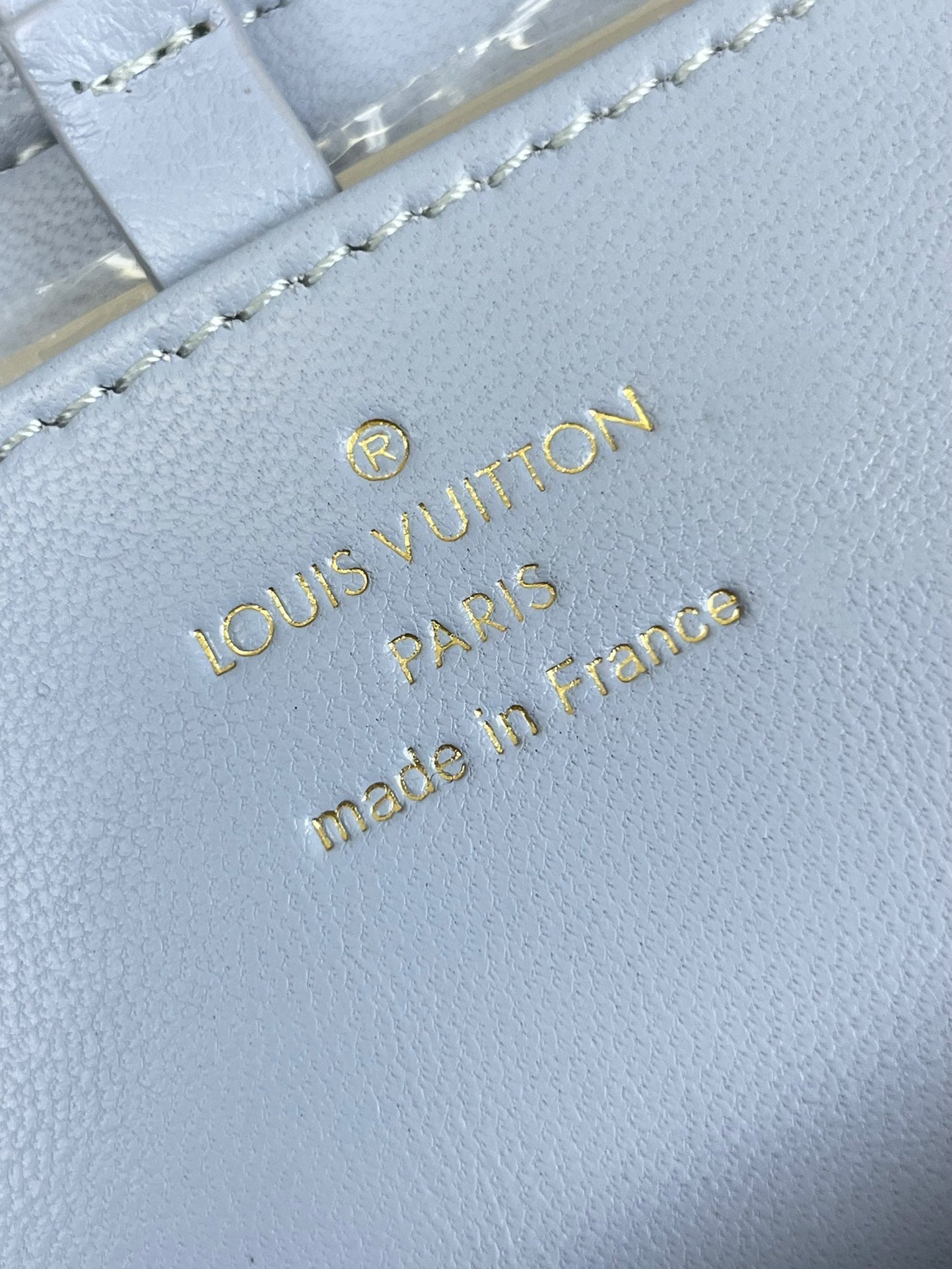LOUIS VUITTON GO-14 MM 23 IN LIGHT BLUE GRAY QUILTED LAMBSKIN GOLD HARDWARE