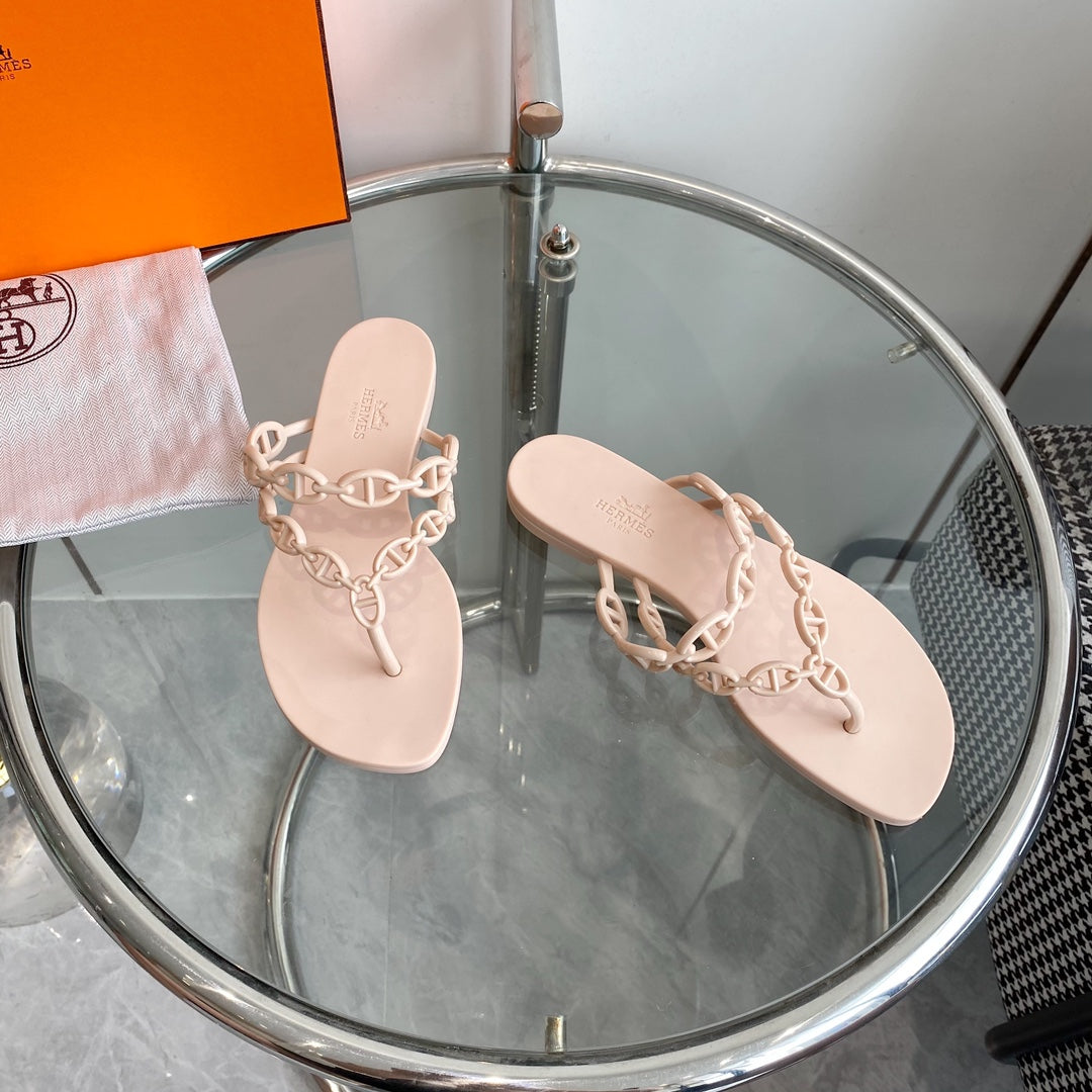 HERMES ISLAND SANDAL CHAMPAGNE PVC WATERPROOF